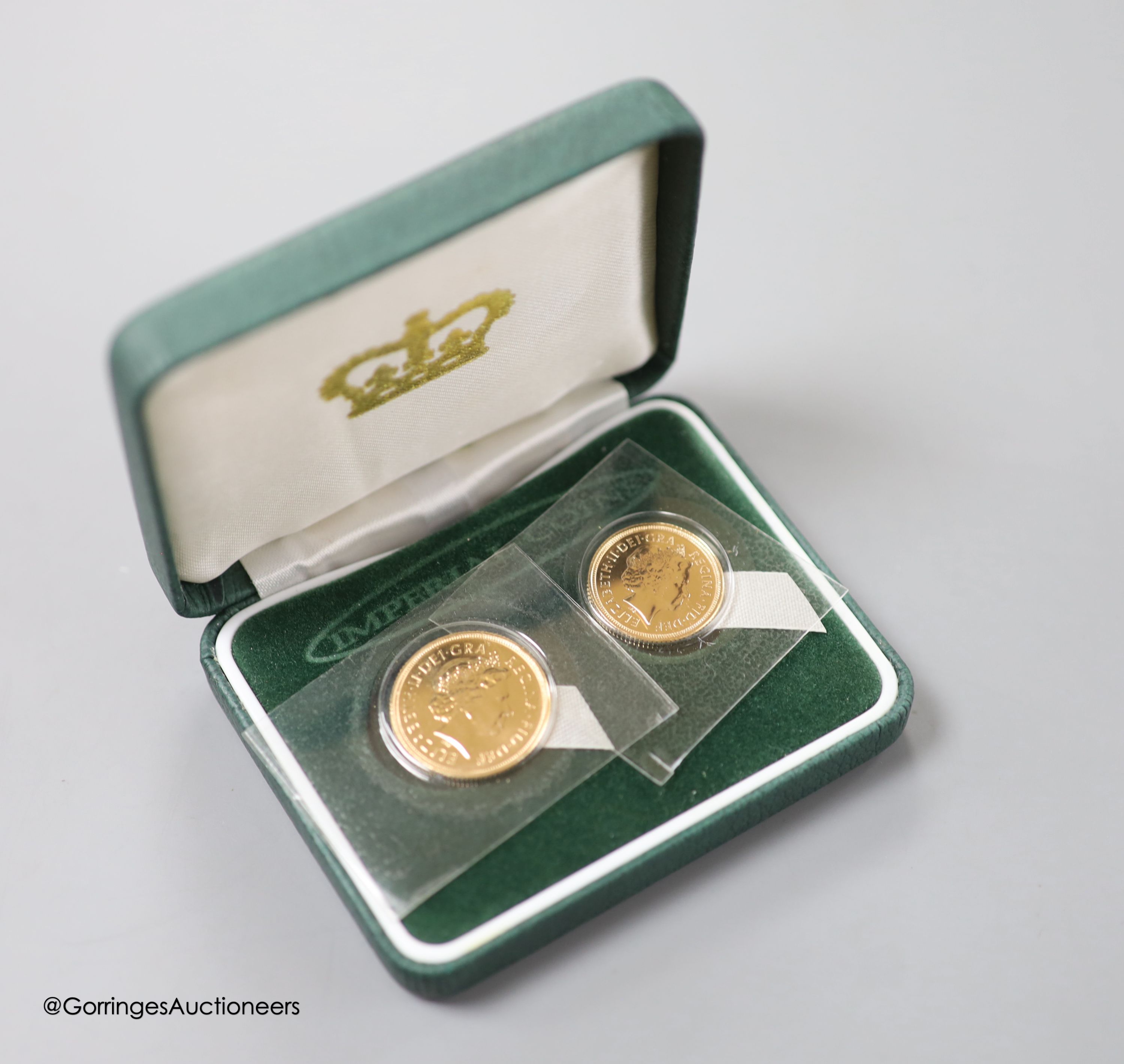 A QEII gold sovereign and half sovereign, 2004